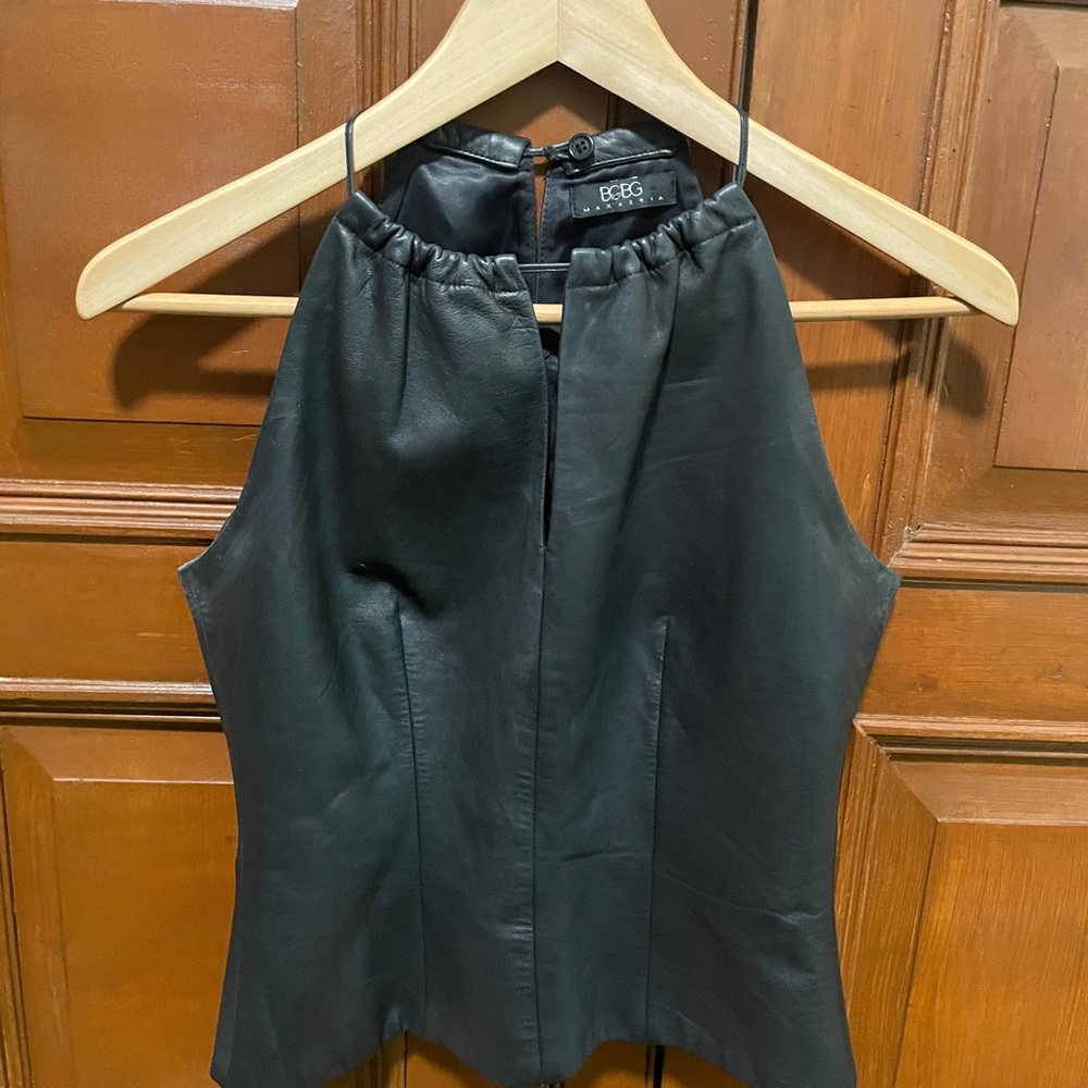 BCBG Max Azria Black Leather Top